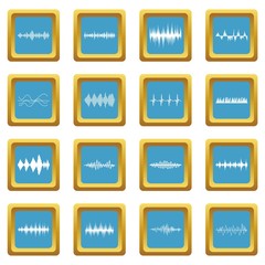 Poster - Sound wave icons azure