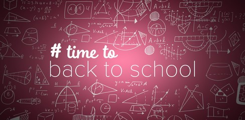 Poster - Composite image of back to school text with hashtag 