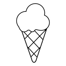 Cold Ice Cream Icon, Outline Line Style