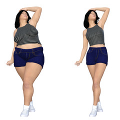 Conceptual fat overweight obese female vs slim fit healthy body after weight loss or diet with muscles thin young woman isolated. A fitness, nutrition or fatness obesity, health shape 3D illustration