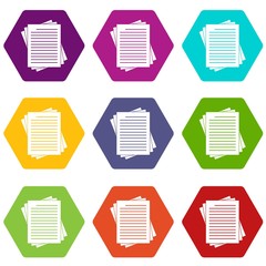 Poster - Vintage lined papers icon set color hexahedron