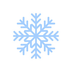 Wall Mural - snowflake icon. blue silhouette snow flake sign, isolated on white background. flat design. symbol o