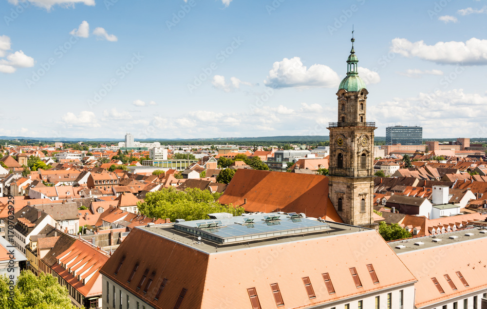 Aerial view over the city of Erlangen