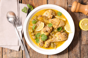 Poster - chicken leg cooked with lemon,coriander and olive