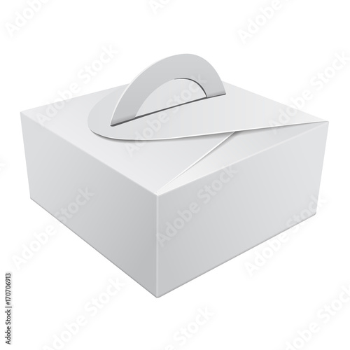 Download White Gift Packaging Box with Handle mockup for Cake ...