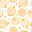 Pretty sketched seamless pattern made of hand drawn onion.