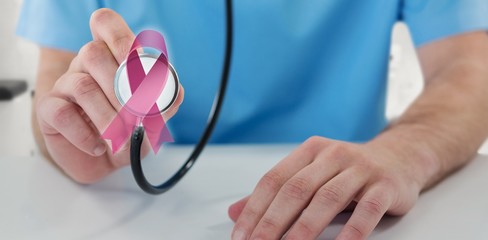 Poster - Composite image of midsection of surgeon holding stethoscope