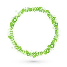 Green Floral Frame Circle