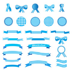 Oktoberfest Holiday set of ribbons, labels, banners, bow tie, icons, cutting ribbon, sign. Germany's Oktoberfest world's biggest wine festival, Germany, Oktoberfest Bavarian flag icon.