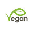 Concept green vegan diet logo with leaf icon. Vector illustration.