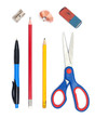 © mvc_stock - Office / School Objects: Pen, Pencils, Eraser, scissors, pencil sharpener all isolated on white background