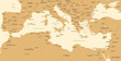 © Porcupen - Mediterranean sea Map - Vintage Vector Illustration
