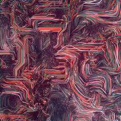 Fototapete - Digital colored lines abstract background. 3d rendering