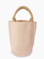 Aufkleber - Women's handbag from Brown sackcloth fabric textile isolated on white background Clipping path included