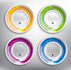 Wall Mural - Abstract vector banners set of 4. Round paper rings with circular, hand-drawn design. Isolated on the white background. Each item contains space for own text. Vector illustration. Eps10.