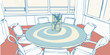 Empty chairs around the table and conference room / Vector of empty chairs around the table and conference room