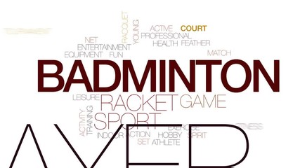 Poster - Badminton animated word cloud, text design animation. Kinetic typography.