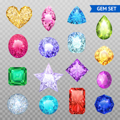 Wall Mural - Gemstones Transparent Icon Set