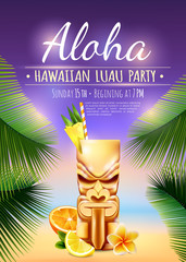 Canvas Print - Hawaiian Luau Party Poster