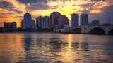 Fototapeta  - West Palm Beach, Florida City Skyline at Sunset