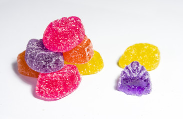 Candy gummies on white background