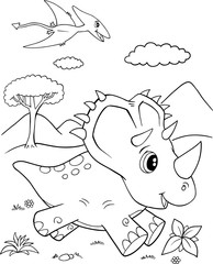 Poster - Cute Triceratops Dinosaur Vector Illustration Art