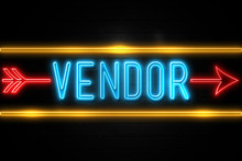 Vendor  - Fluorescent Neon Sign On Brickwall Front View