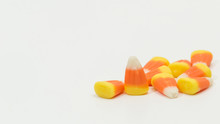 Candy Corn Halloween Fall Colors Isolated On White Background