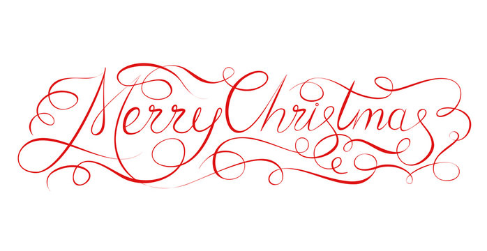 Merry Christmas 2018 modern calligraphy inscription. Red text isolatet on white.