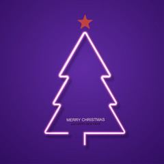 Wall Mural - vector modern neon christmas tree background.