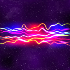 Poster - Neon lines New Retro Wave background with 80s vhs style