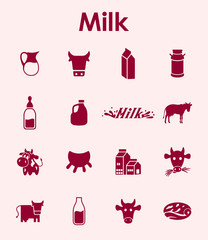 Wall Mural - Set of milk simple icons