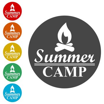 Summer camp icons set - Illustration 