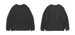 Blank sweatshirt color black template front and back view on white background