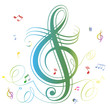 abstract music notes colorful background