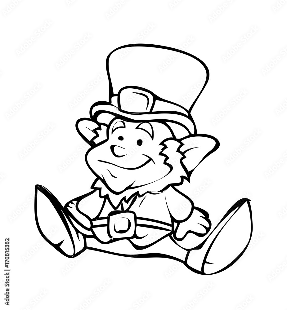 Happy Leprechaun Vector Drawing Stock Vector | Adobe Stock, image size:925x1000