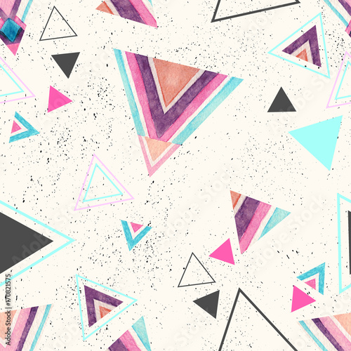 Naklejka na meble Abstract watercolor triangle seamless pattern.