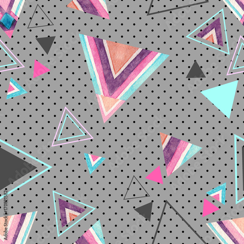 Nowoczesny obraz na płótnie Abstract watercolor triangle seamless pattern.