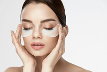 Eye Skin Mask. Female With Under Eye Patches On Face