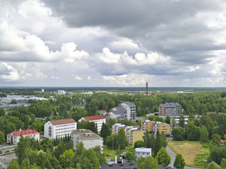 View over town of Seinäjoki in Finland. Green urban landscape.