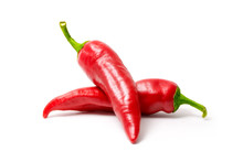 Red Hot Chili Pepper Isolated On White Background. Spice For A Delicious Meal.