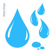 Water Drop Icon Set. Vector Raindrop Silhouette