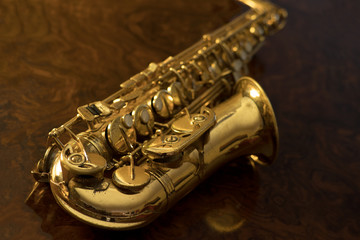 Close up of vintage saxophone