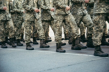 Military boots army walk the parade ground