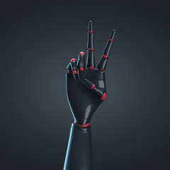 Poster - Black robot hand, black background