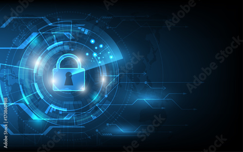 Cuadros en Lienzo Security switch with Radar scan Abstract technology background innovation concep