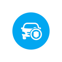 Canvas Print - car and shield round icon