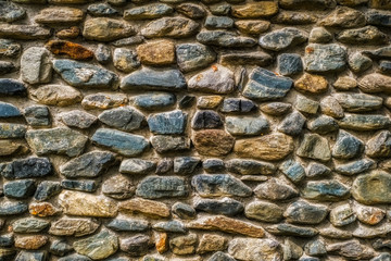 Wall of river stones