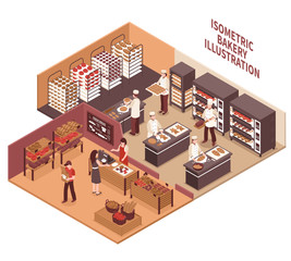 Wall Mural - Isometric Bakery Illustration