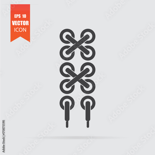 Shoelace icon in flat style isolated on grey background. Poster Mural XXL